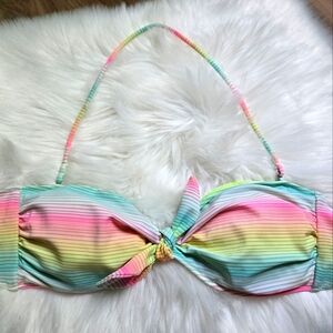 Victoria's Secret Rainbow Striped Halter Bikini Top Size Large